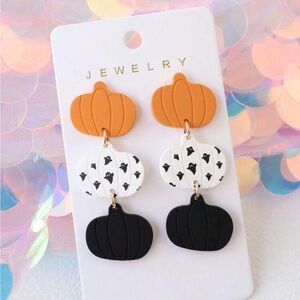 1 Pair Acrylic Halloween Pumpkin & Ghost Print Earrings